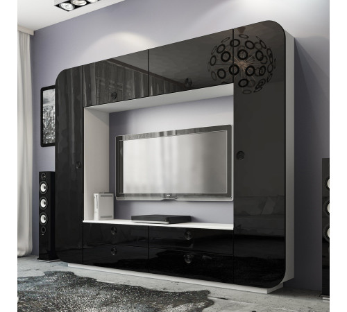 Стенка iMeb (АйМеб) МН-401.1 черный глянец от Мебель-Неман Стенка iMeb (АйМеб) МН-401.1 черный глянец от Мебель-Неман